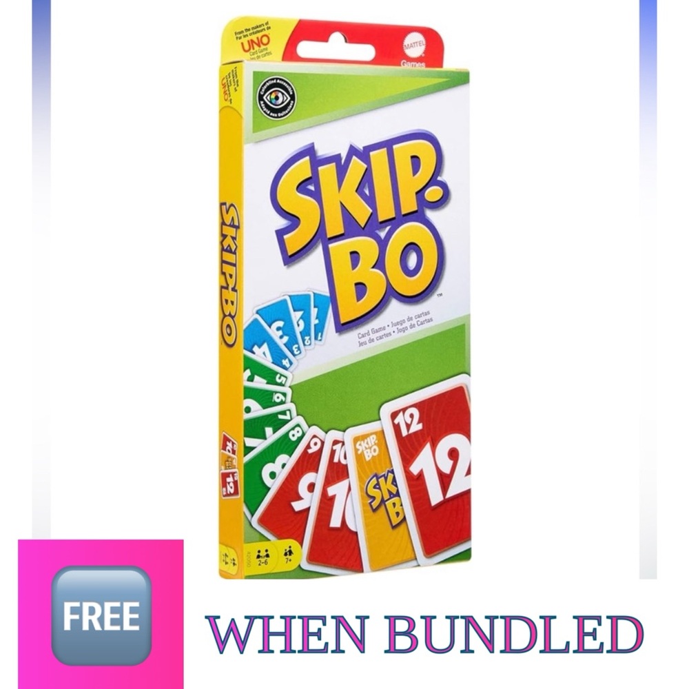 🆓 FREE When Bundled- Mattel Games Skip-BO Card Games for Ages +7 - New in Box